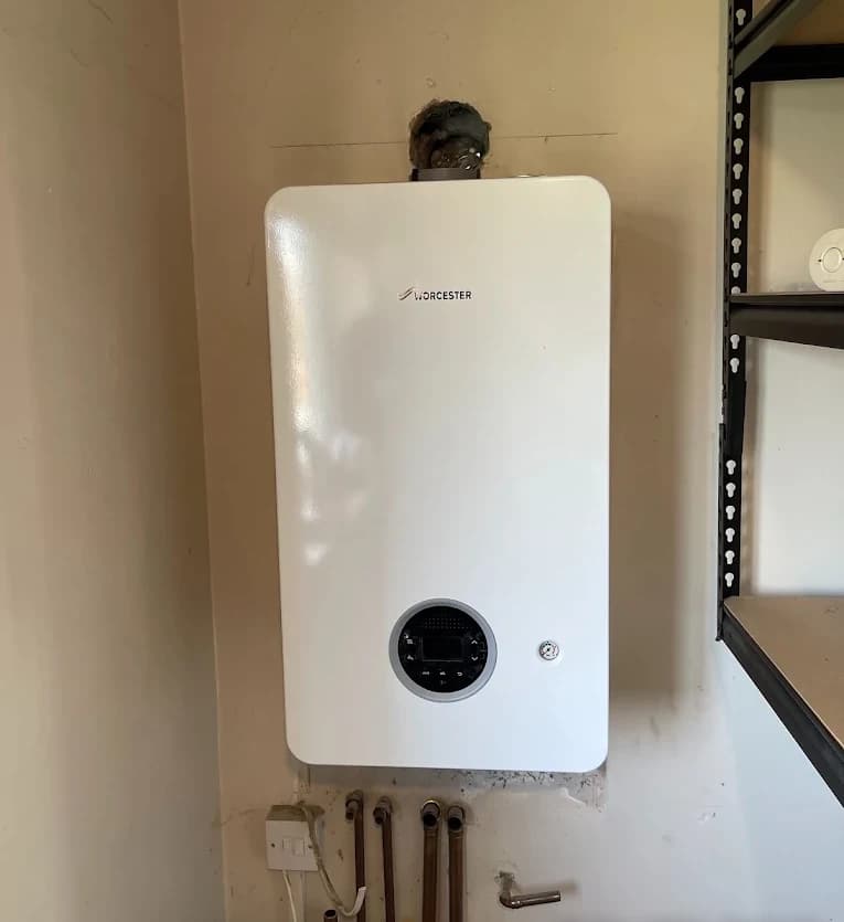 Worcester combi boiler fitted above newly run pipework